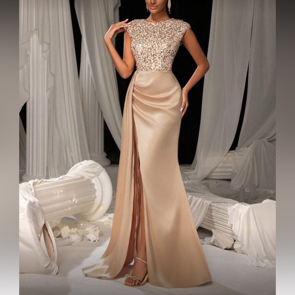 Dresses & Skirts - Elegant Beige Evening Gown